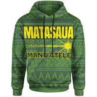 Pullover hoodie con estampado de bandera polinesia y texto MatauSagua