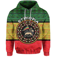 Multicolor Ethiopia geometric hoodie with front graphic emblem, hood and drawstrings