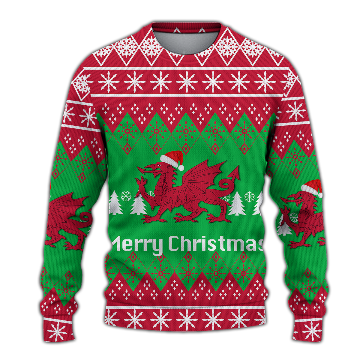 Wales Christmas Merry Christmas Ugly Pattern Sweatshirt - LT12 - Wonder Print Shop