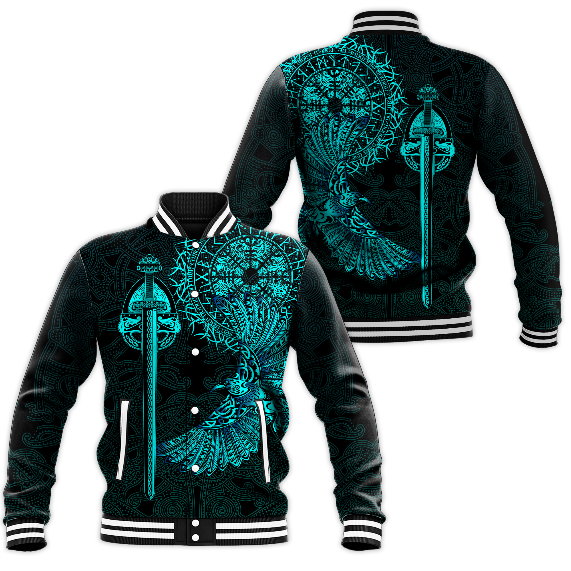 Viking Raven Tattoo Art Baseball Jacket LT12 - Wonder Print Shop