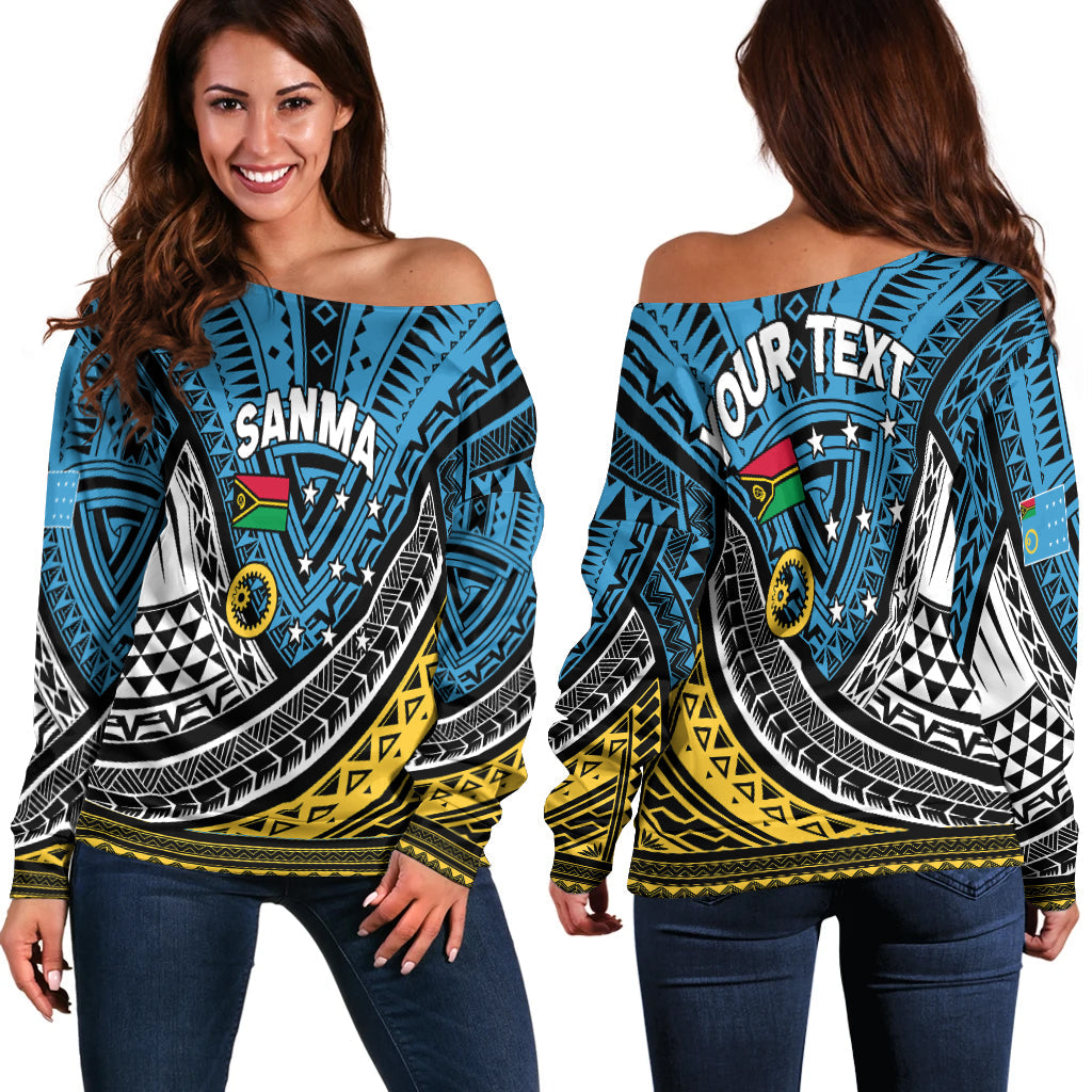 Custom Personalised Vanuatu Sanma Province Tribal Pattern Women Off Shoulder Sweater LT12 - Wonder Print Shop