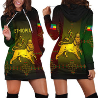 Ethiopia hoodie dress with multicolor graphic, drawstring hood and front pouch pocket