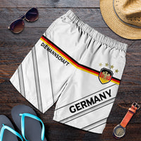 White Germany shorts flat lay with Die Mannschaft, crest badge, and Germany text graphics