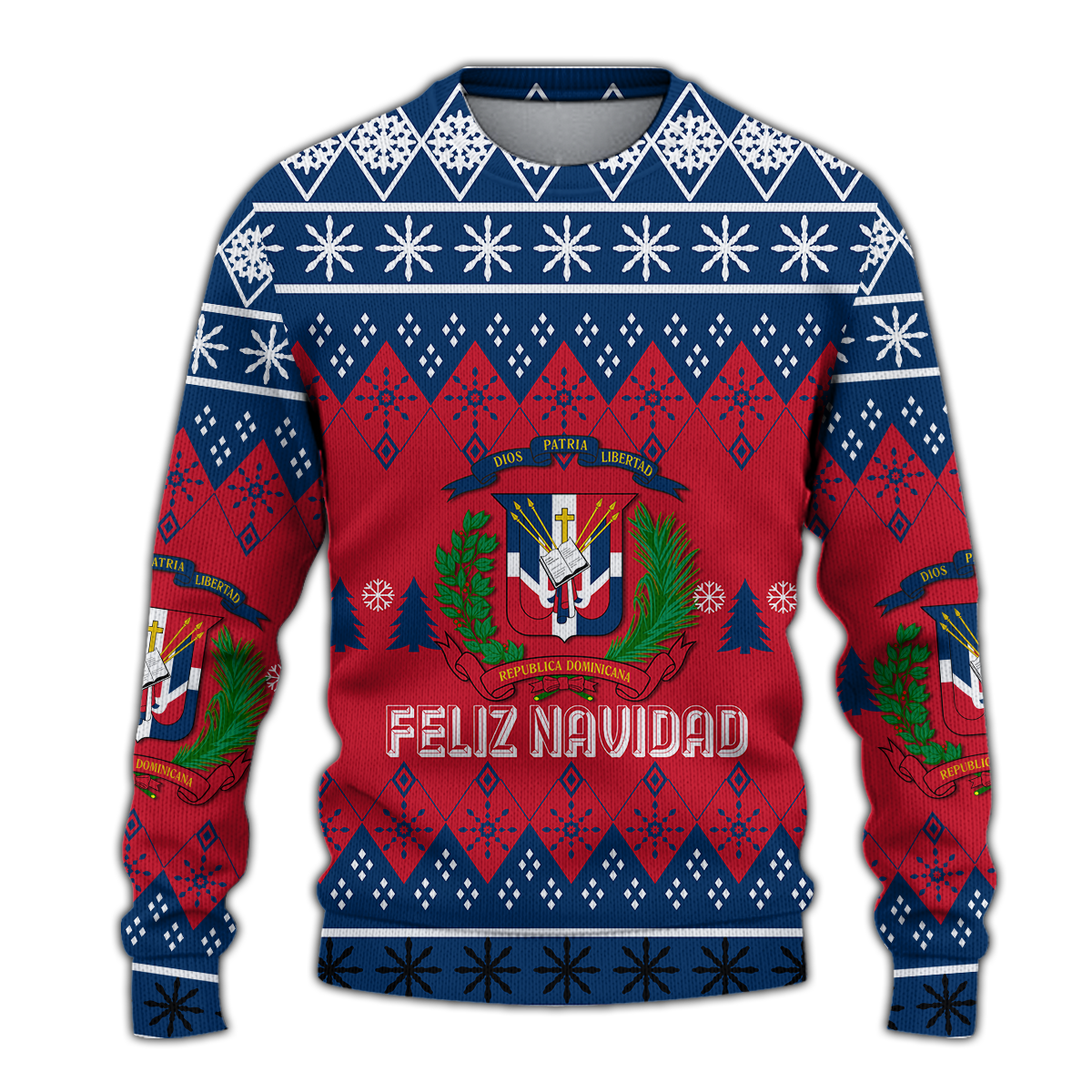 Dominican Republic Christmas Feliz Navidad Ugly Pattern Sweatshirt - LT12 - Wonder Print Shop