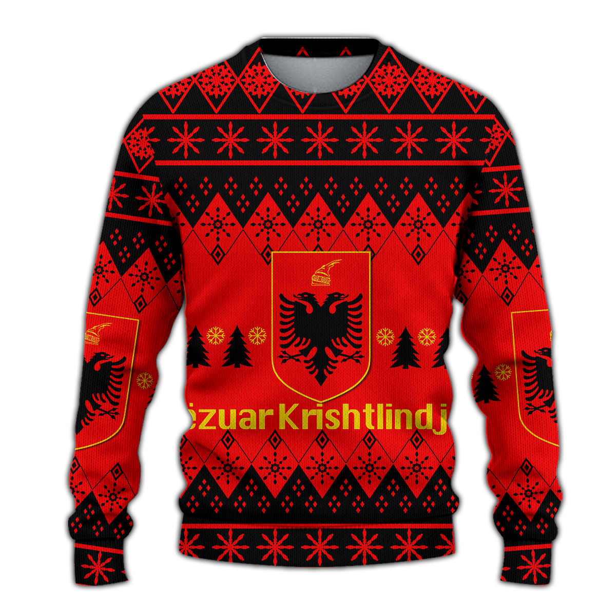 Albania Christmas Gezuar Krishtlindjet Ugly Pattern Sweatshirt - LT12 - Wonder Print Shop