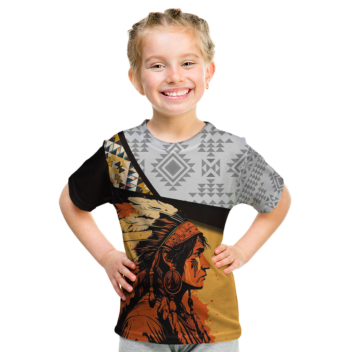 native-american-warrior-arrow-dreamcatcher-african-pattern-kid-t-shirt