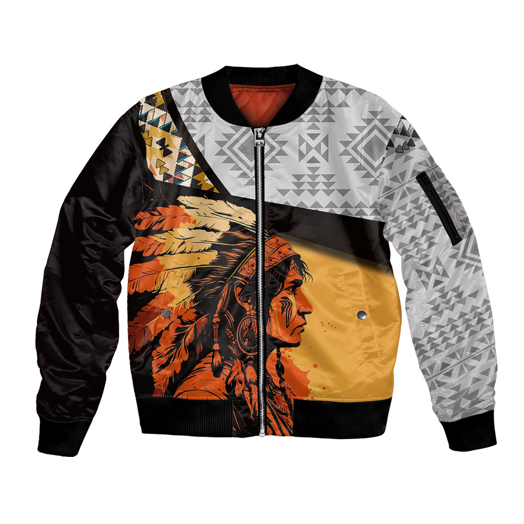 native-american-warrior-arrow-dreamcatcher-african-pattern-sleeve-zip-bomber-jacket