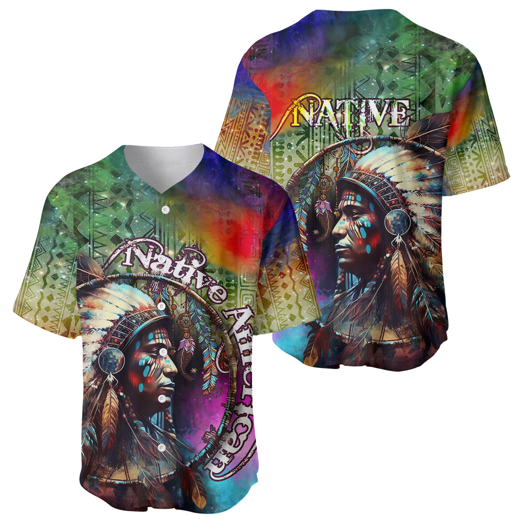 Native American Indian Chief Man Headdress Baseball Jersey - Wonder Print Shop