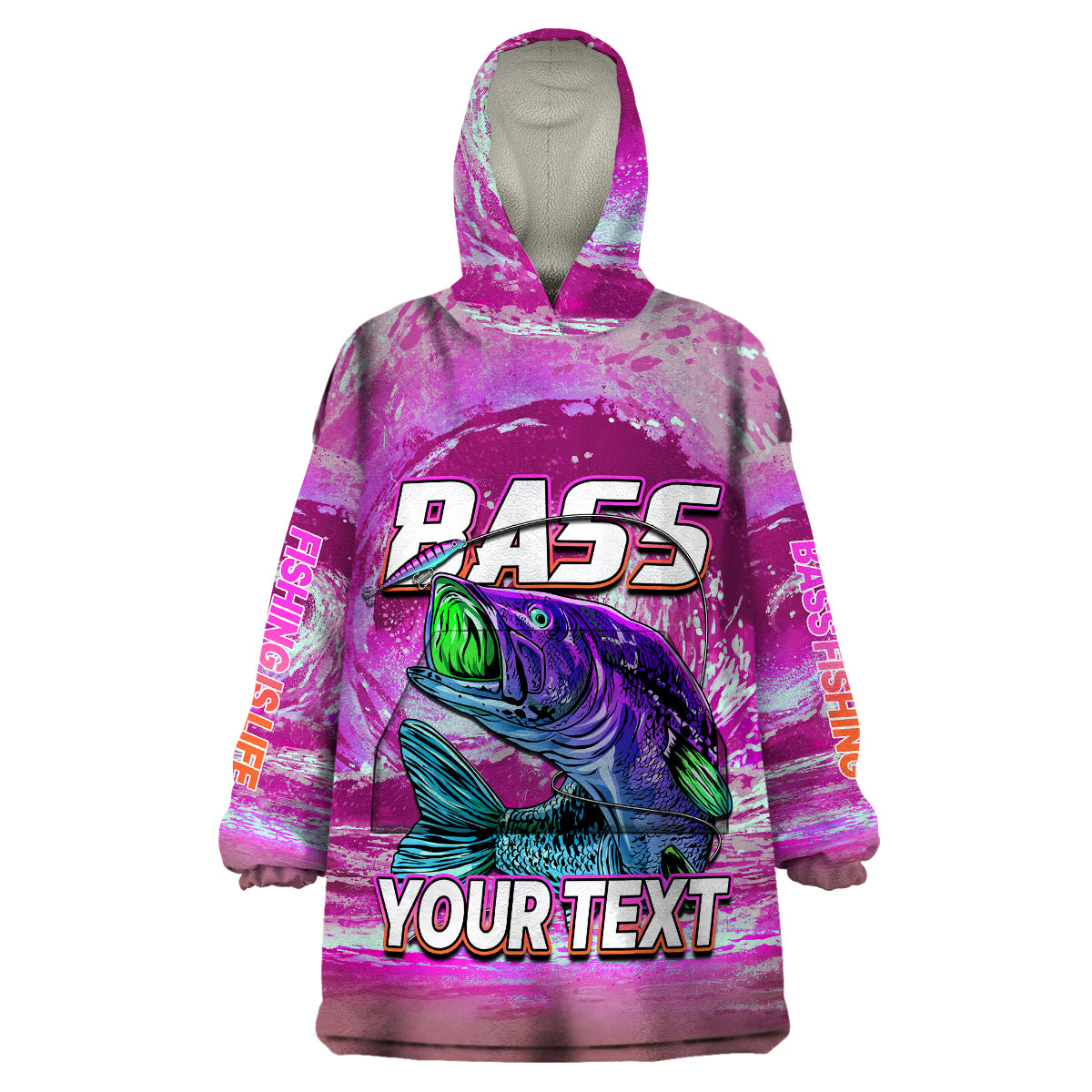 custom-personalised-bass-fishing-is-life-hook-sport-largemouth-pink-wearable-blanket-hoodie