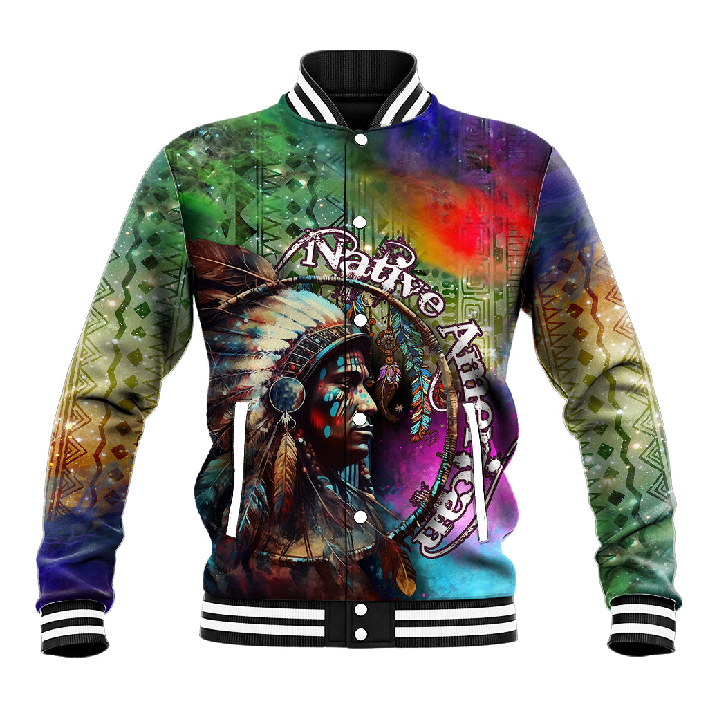 Native American Indian Chief Man Headdress Baseball Jacket - Wonder Print Shop