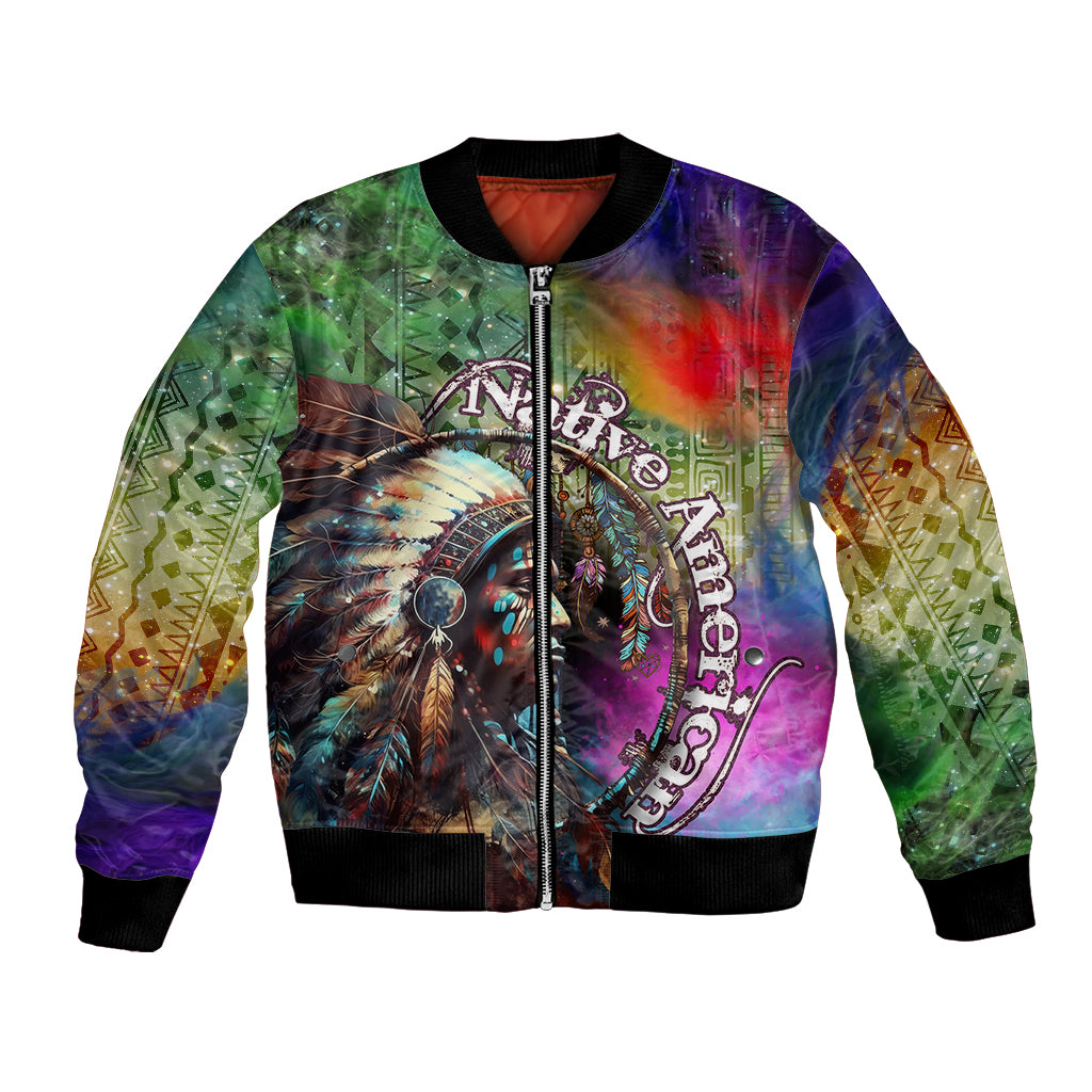 Native American Indian Chief Man Headdress Bomber Jacket - Wonder Print Shop