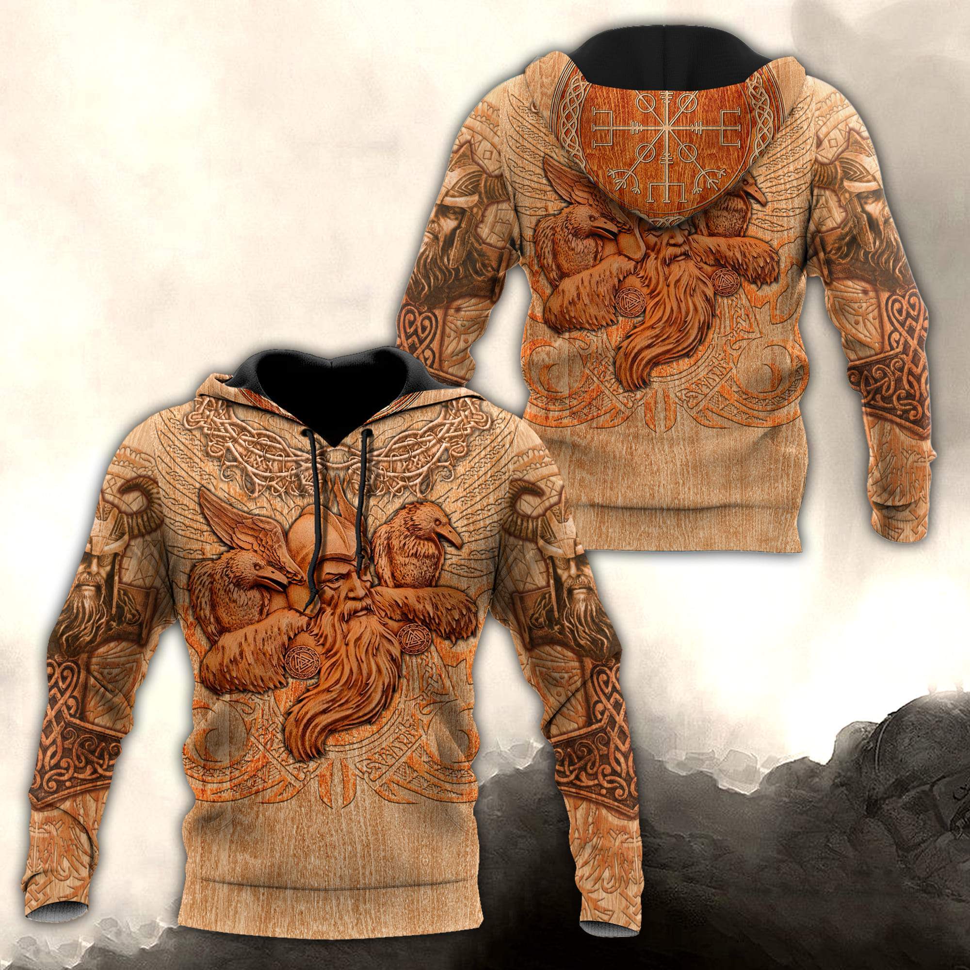 Viking Clothing Viking Odin and Ravens Hoodie RLT12 - Wonder Print Shop