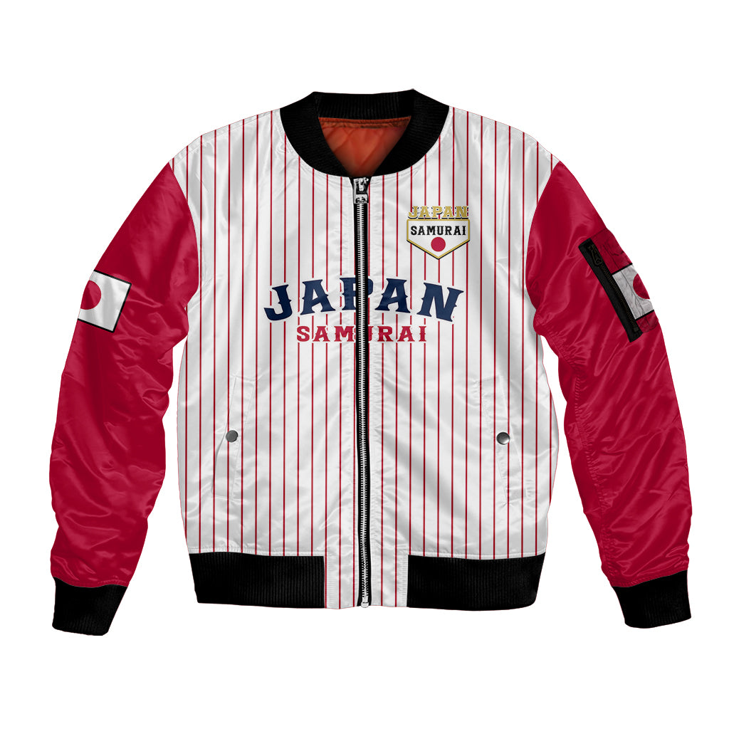 (Custom Text And Number) Japan 2023 Baseball Simple Style Sleeve Zip Bomber Jacket - Wonder Print Shop