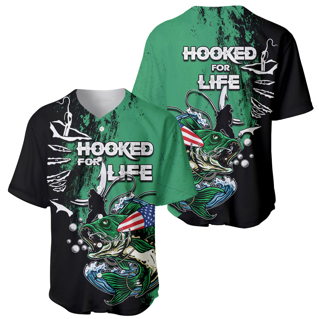 Bass Fishing Tournament - Hooked For Life Baseball Jersey TS07 - Wonder Print Shop