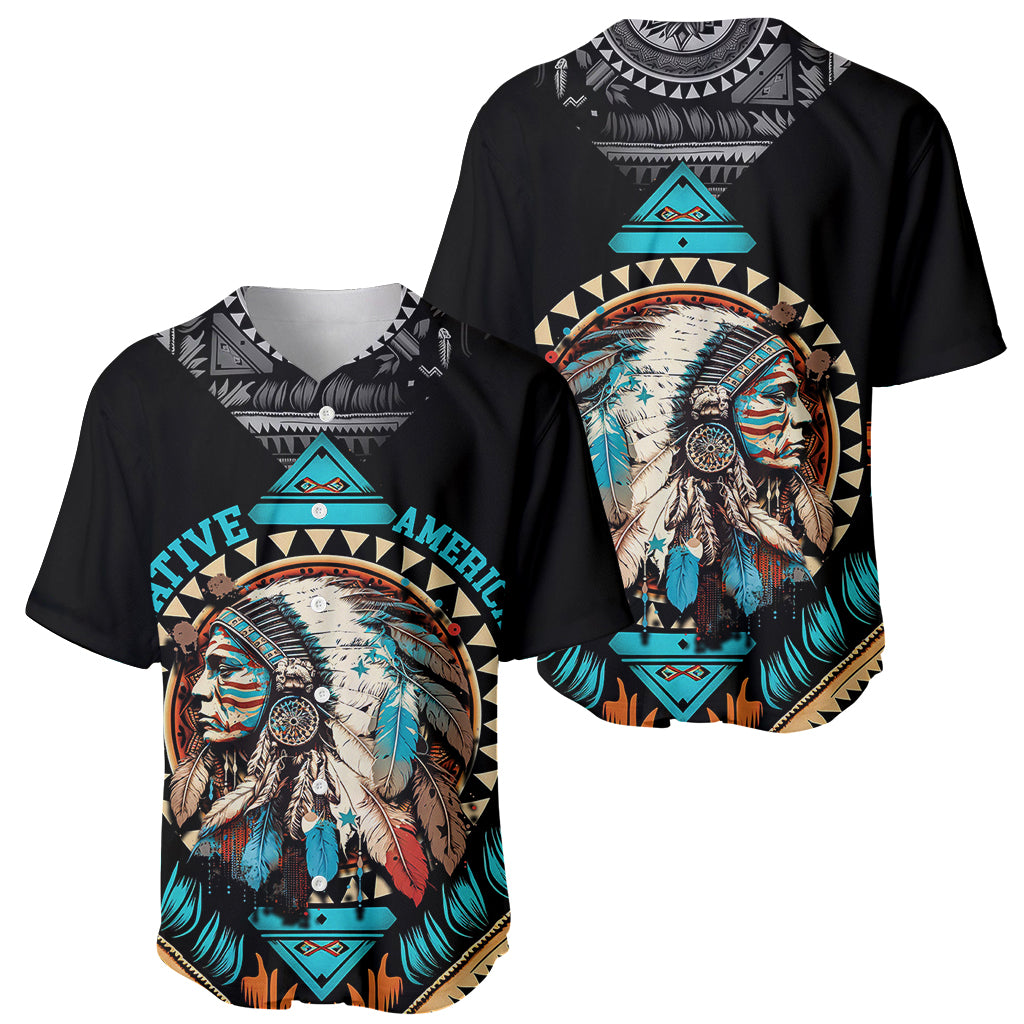 Native American Indian Girl Chief Colorful Feathered Painting Baseball Jersey - Wonder Print Shop