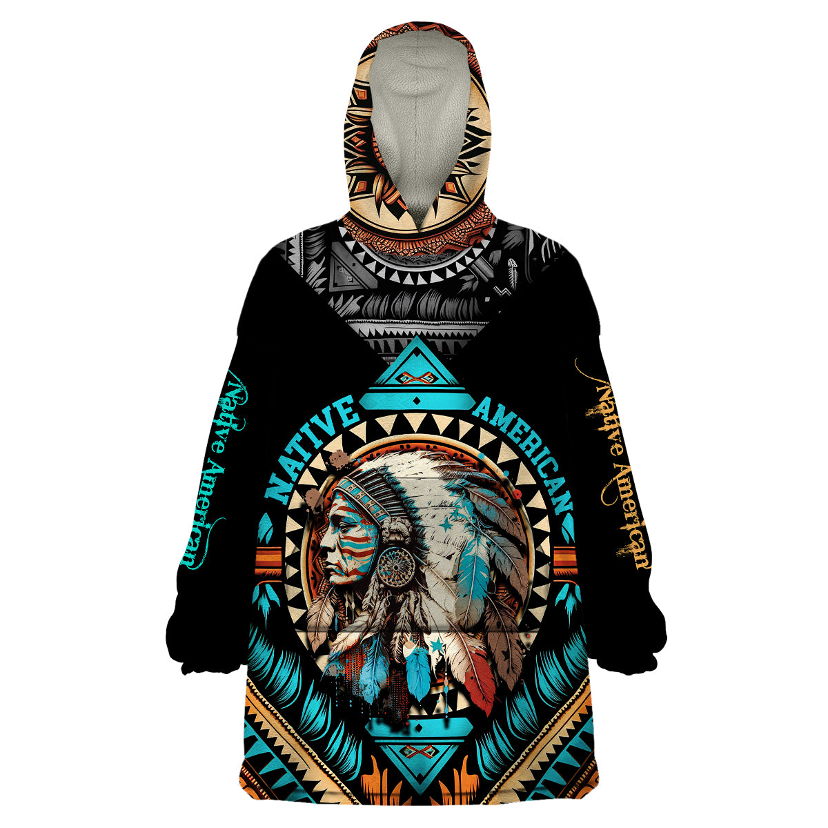 native-american-indian-girl-chief-colorful-feathered-painting-wearable-blanket-hoodie