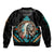 Native American Indian Girl Chief Colorful Feathered Painting Sleeve Zip Bomber Jacket - Wonder Print Shop