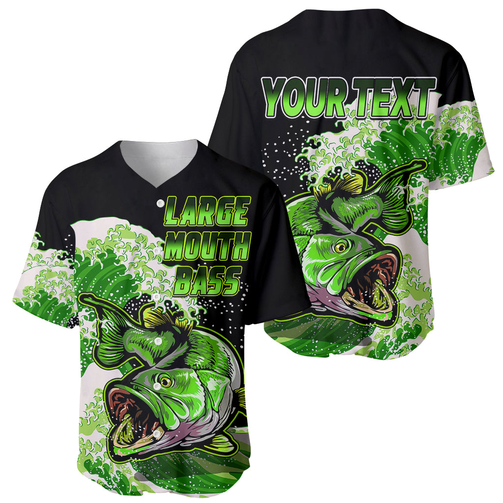 (Custom Personalised) Bass Fishing Green Baseball Jersey LT9 - Wonder Print Shop