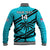 (Custom Text And Number) Fiji Rugby Tapa Pattern Fijian 7s Cyan Baseball Jacket - Wonder Print Shop