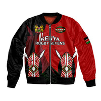 Kenya Rugby Sevens bomber jacket with zip front and red/black printed emblem