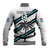 (Custom Text And Number) Fiji Rugby Tapa Pattern Fijian 7s White Baseball Jacket - Wonder Print Shop