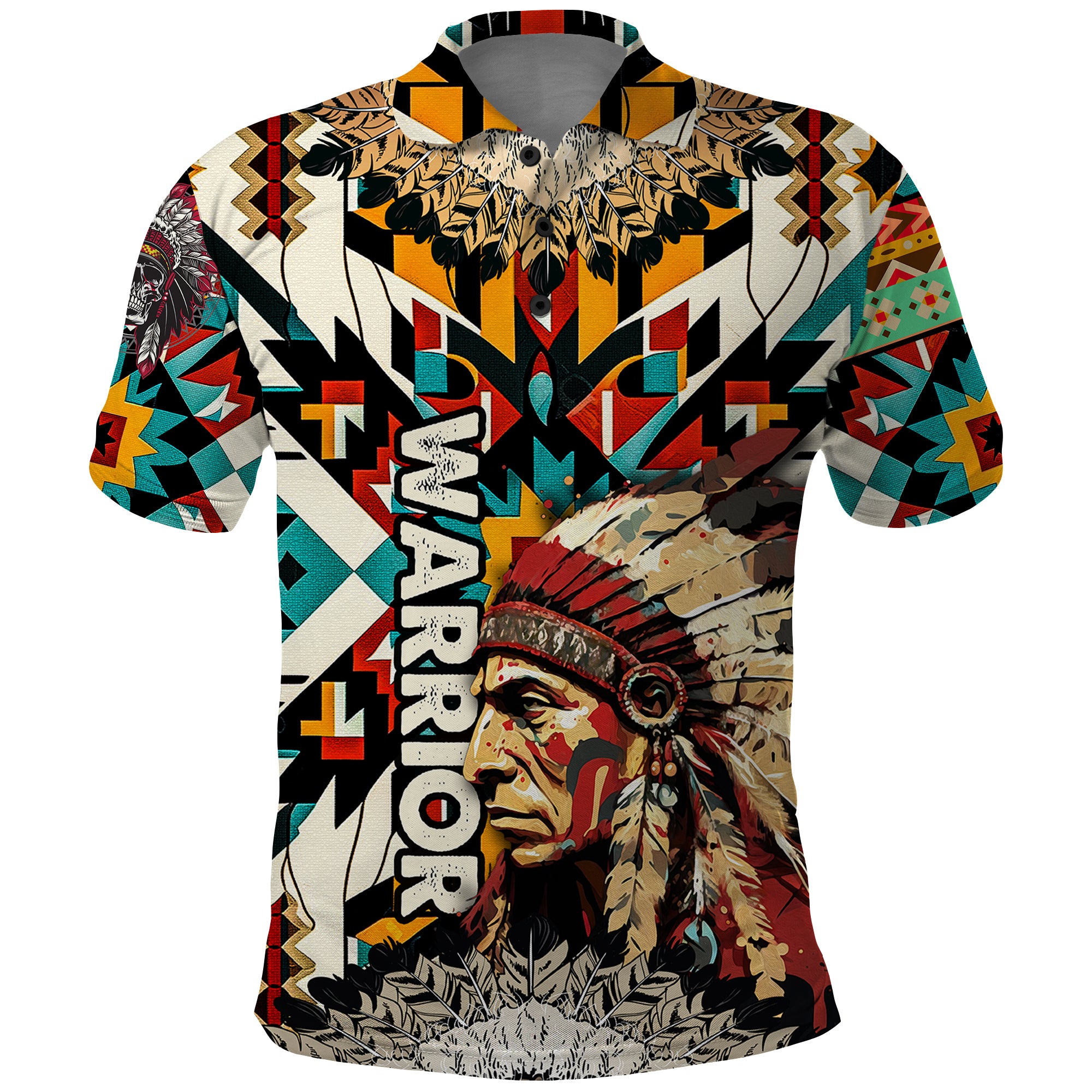 native-american-warrior-headdress-with-skull-feather-polo-shirt