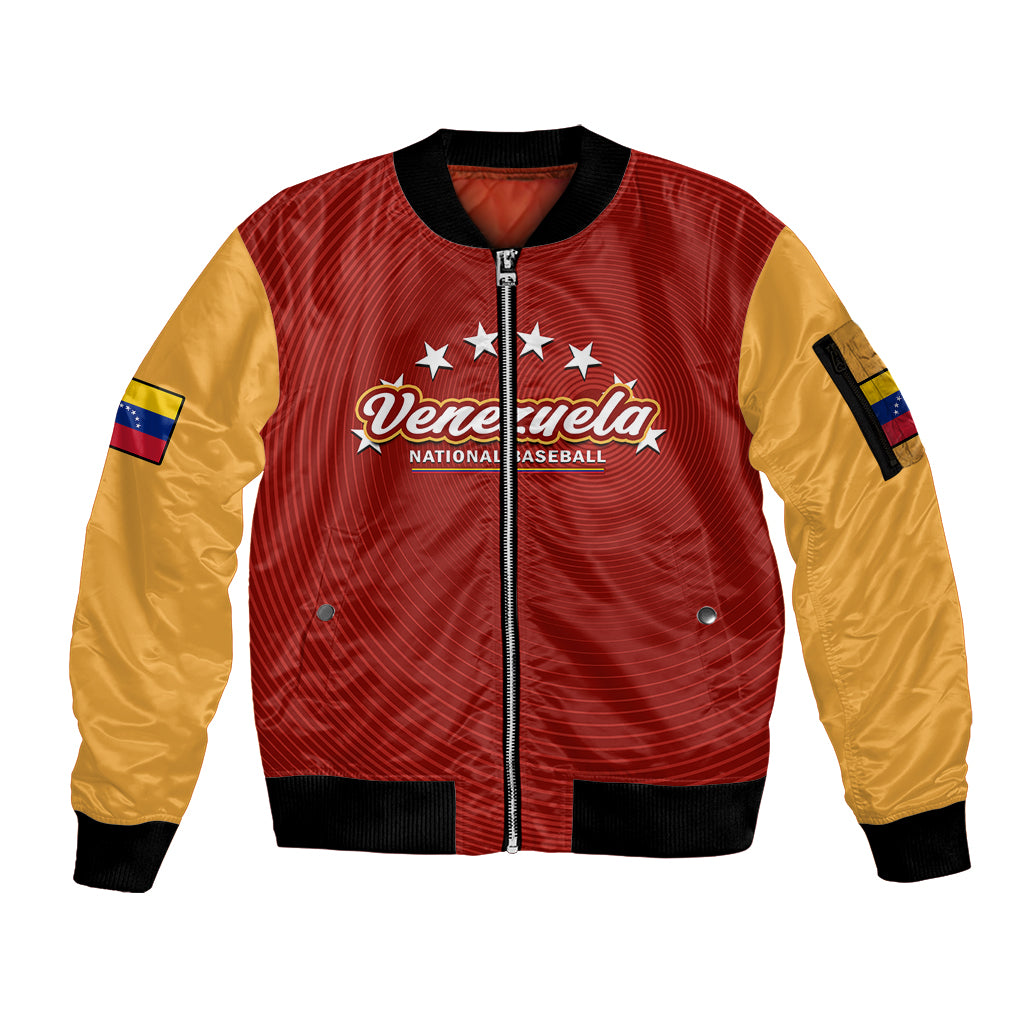 Venezuela 2023 Baseball Mix Coat Of Arms Sleeve Zip Bomber Jacket - Wonder Print Shop