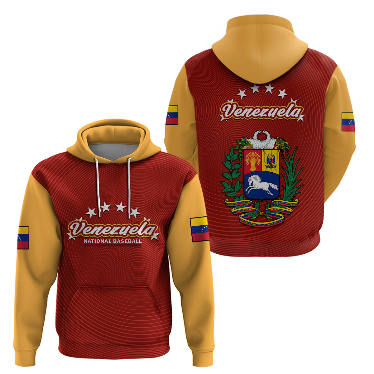 Venezuela 2023 Baseball Mix Hoodie Coat Of Arms - Wonder Print Shop