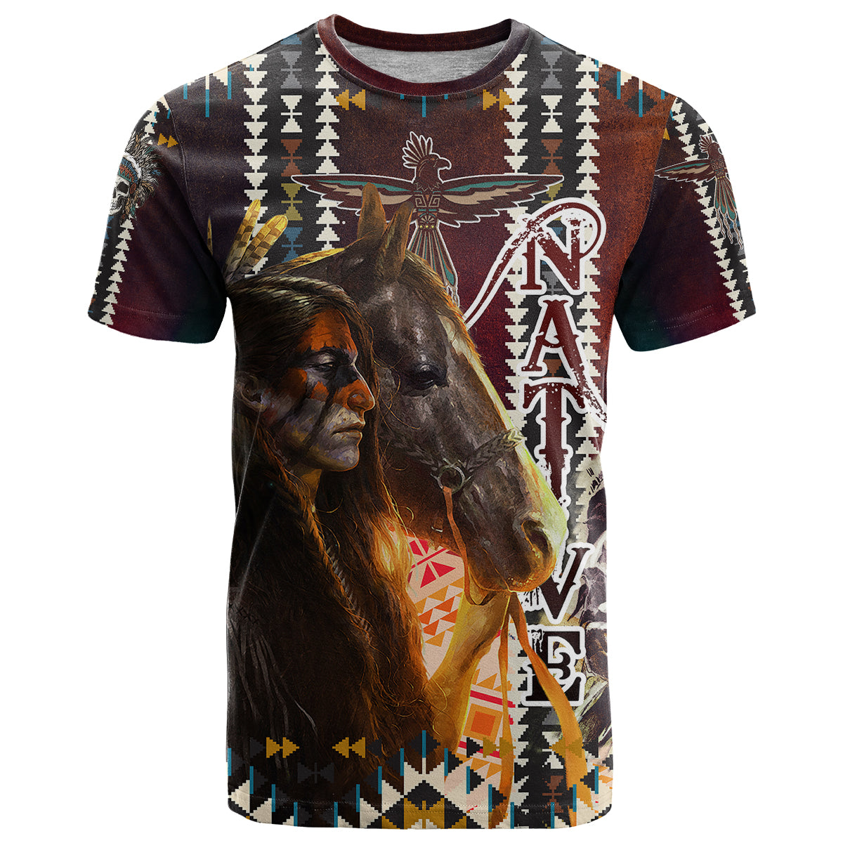 native-american-horse-painting-skull-and-eagle-navajo-style-t-shirt