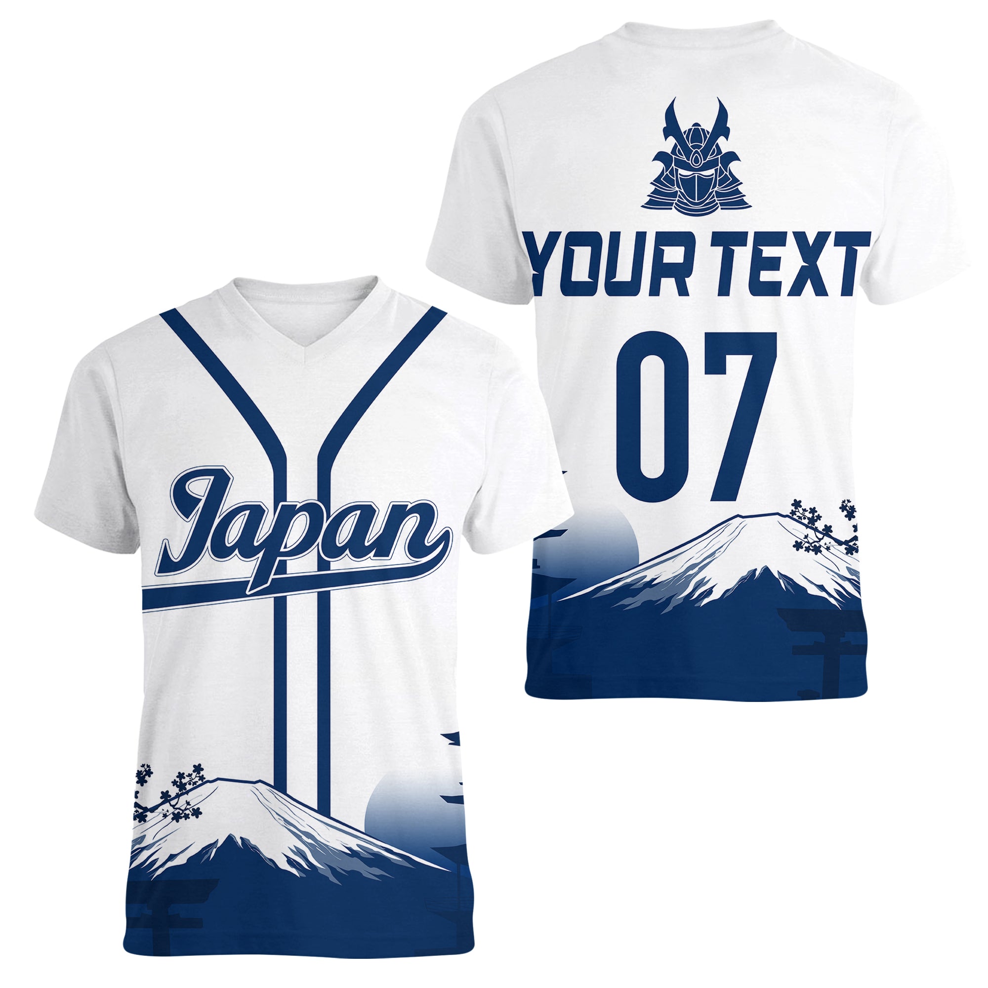 Japan Baseball Champions Fuji Mountain Landscape Art Women V Neck T Shirt - Wonder Print Shop