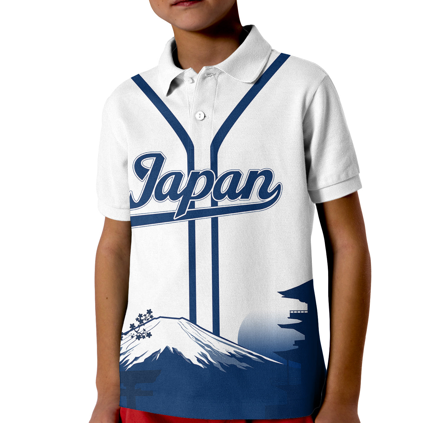 Japan Baseball Champions Fuji Mountain Landscape Art Polo Shirt for Kid - Wonder Print Shop