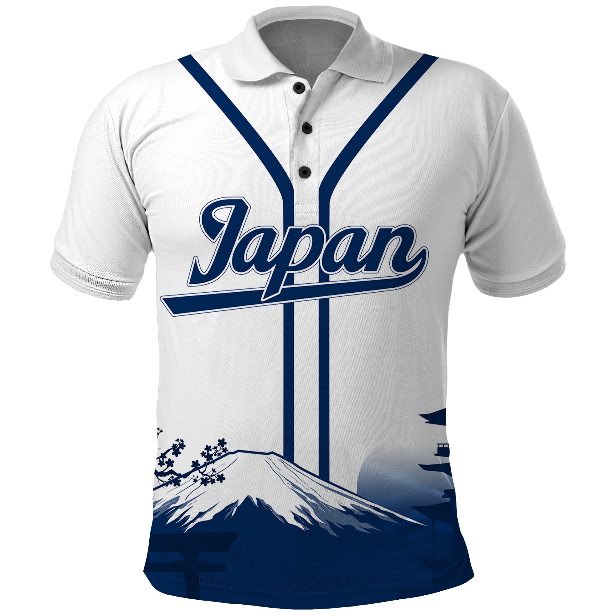 Japan Baseball Champions Fuji Mountain Landscape Art Polo Shirt - Wonder Print Shop