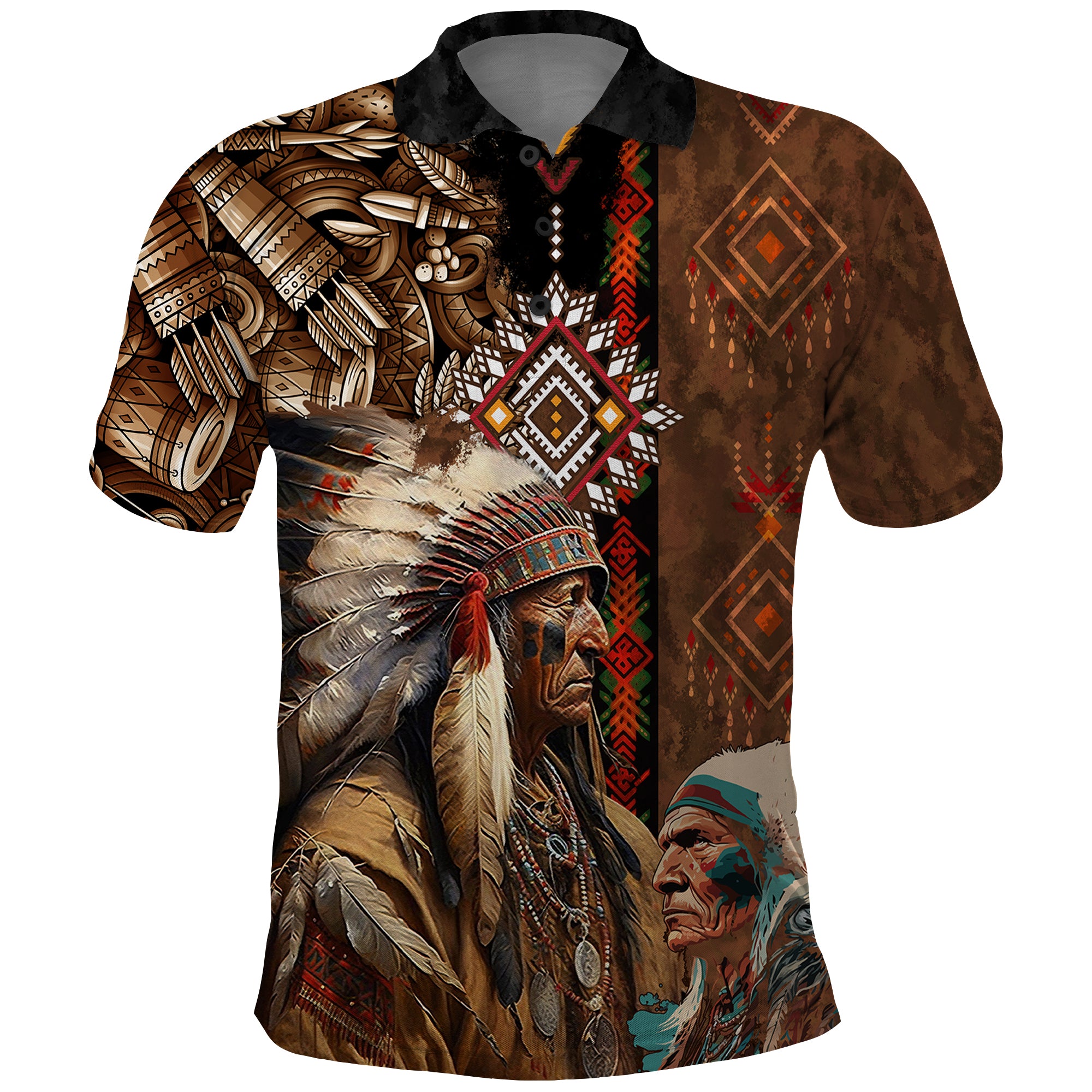 native-american-chiefs-headdress-warrior-with-eagle-wolves-polo-shirt