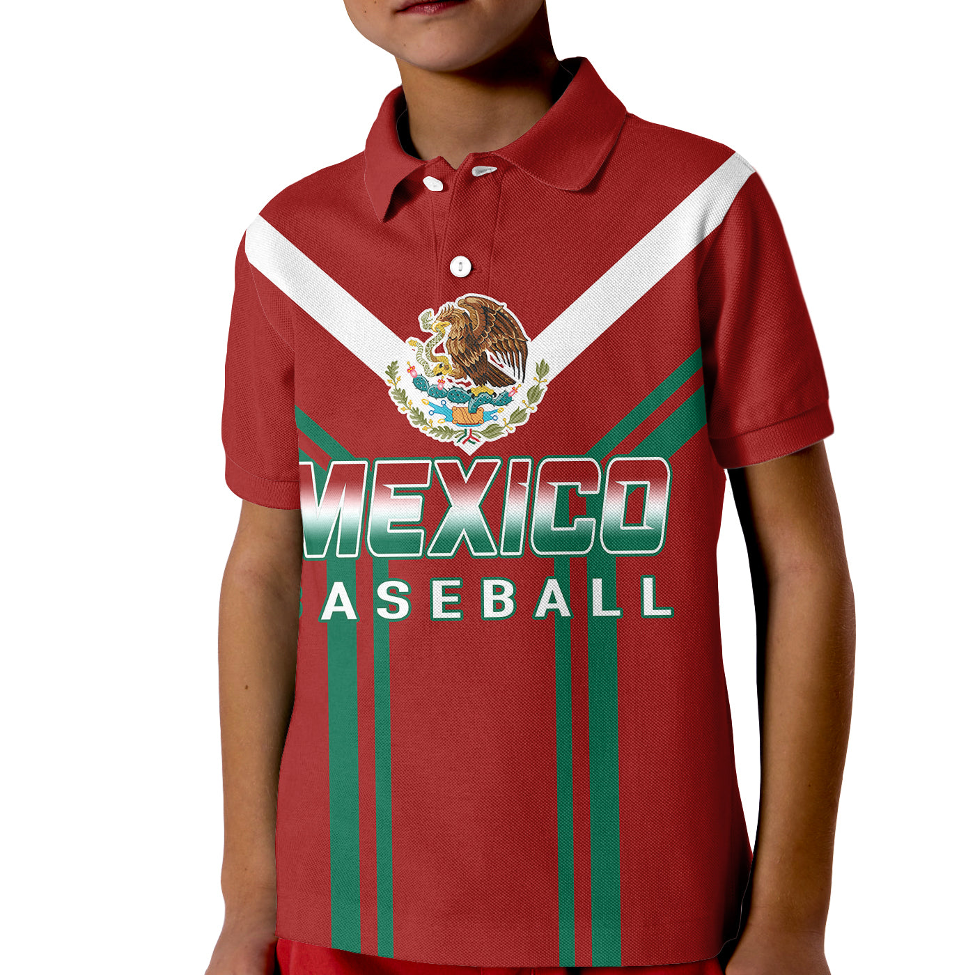 mexico-baseball-2023-sporty-style-with-emblem-kid-polo-shirt