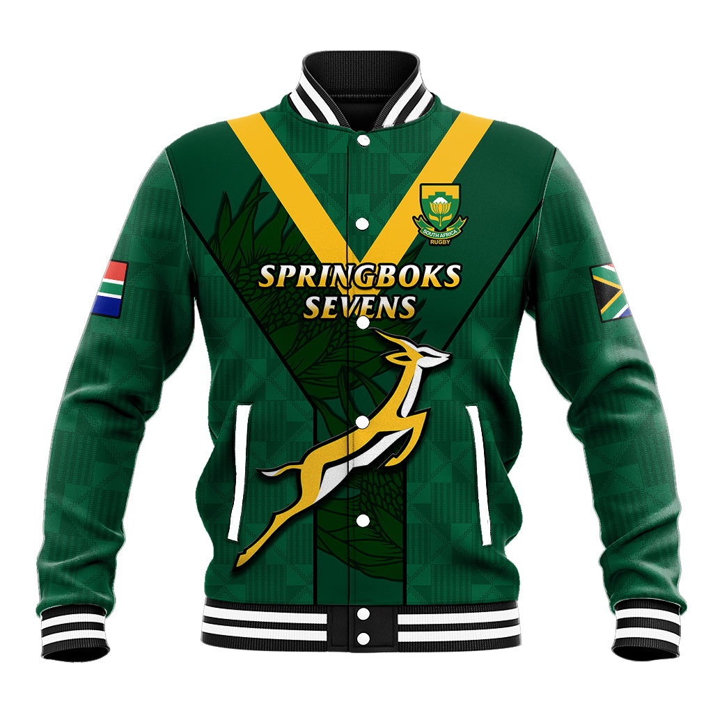 (Custom Text And Number) South Africa Rugby Go Blitzboks Sevens Baseball Jacket - Wonder Print Shop