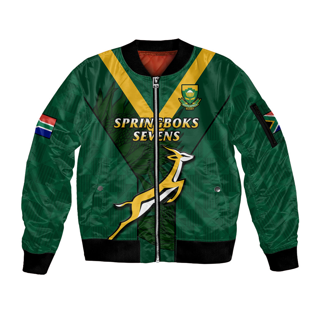 South Africa Rugby Go Blitzboks Sevens Sleeve Zip Bomber Jacket - Wonder Print Shop