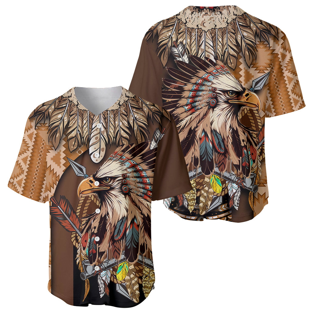 Native American Eagle Warrior Headdress Feathers Baseball Jersey - Wonder Print Shop