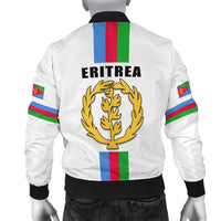 Eritrea bomber jacket back with large laurel emblem, ERITREA text, black rib hem.