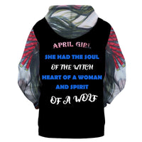 Black pullover hoodie for girls with bold blue text and Native graphic on front