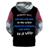 Girls pullover hoodie, black with multicolor text print on front and hood