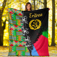 Black Eritrea flag blanket with colorful geometric pattern and lion emblem