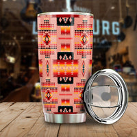 20oz insulated tumbler, colorful Native American pattern, stainless rim and flip lid