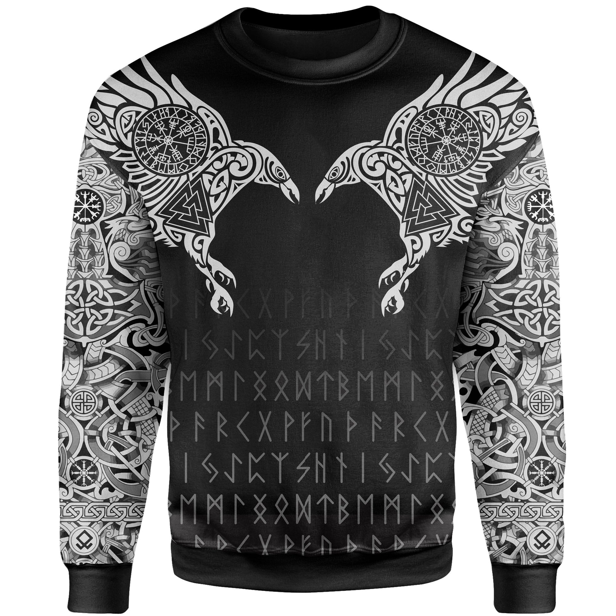 Viking Sweatshirt The Raven Of Odin Tattoo RLT12 - Wonder Print Shop