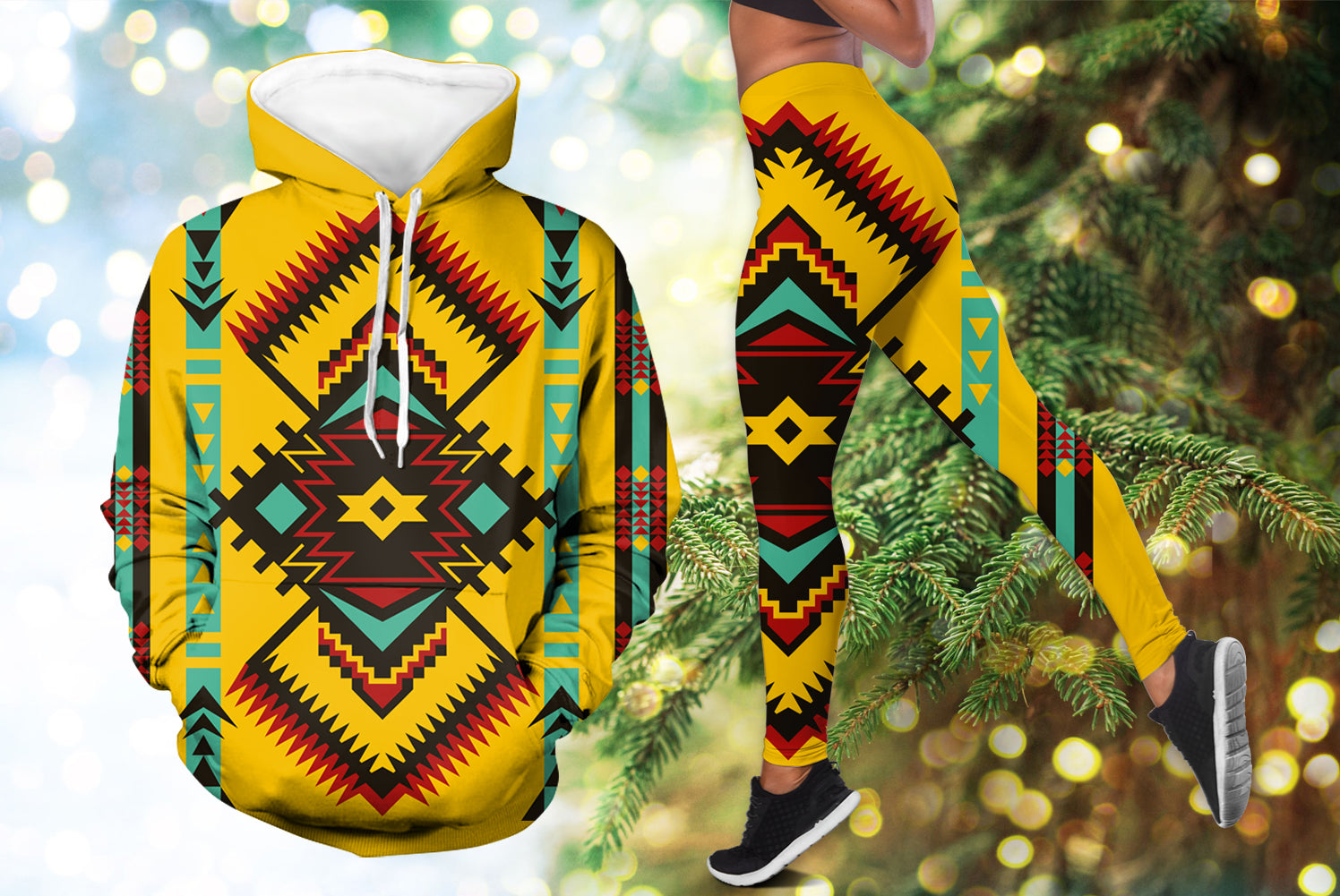 native-american-abstract-geometric-ornament-hoodie-leggings-set