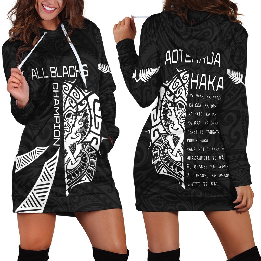 New Zealand Rugby Hoodie Dress Haka All Blacks mix Ta Moko LT13 - Wonder Print Shop