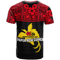 Back red and black Papua New Guinea Independence Day 46th graphic T-shirt, flag sleeve patch