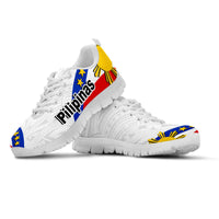 Pilipinas low-top sneakers, white textured upper with colorful flag panels, white rubber sole
