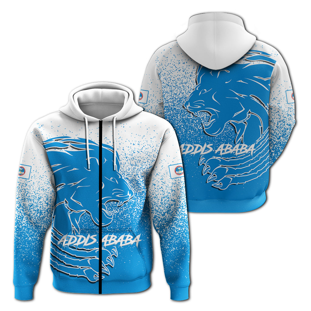 Addis Ababa Lion Legend Ethiopia Zip Hoodie LT12 - Wonder Print Shop