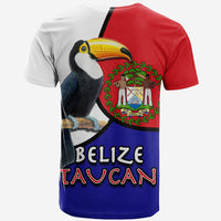 Belize toucan style T-shirt back view with toucan graphic and “BELIZE TAUCAN” text