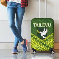 Green tapa-pattern luggage cover, full suitcase cover with cutouts for four wheels